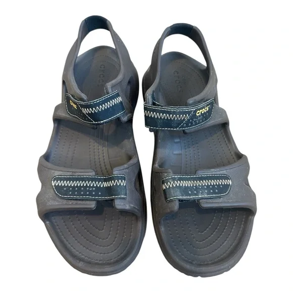 Black Men’s Strap Rubber Hiking Iconic Crocs Comfort Sandals Size 12 - Picture 1 of 11